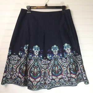 Talbots Petites Skirt Blue Circle Pleated Lined SIze 6P